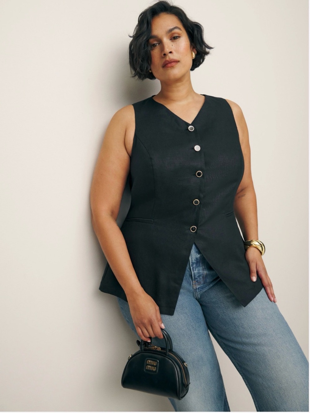 Reformation Aspen Linen Vest Top